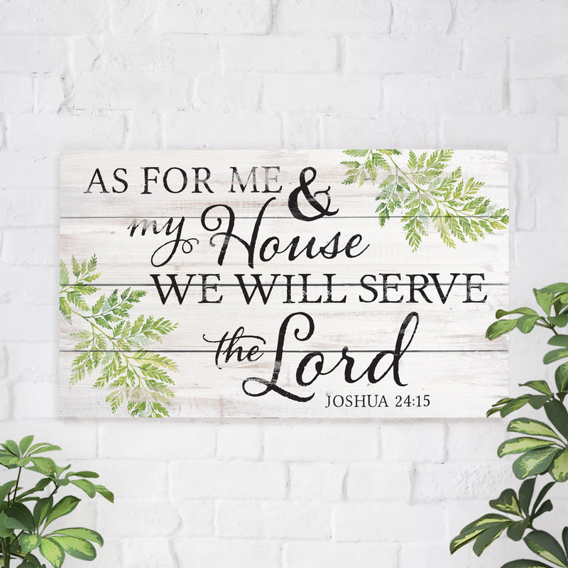 P. Graham Dunn My House Will Serve The Lord Whitewash 24 x 14 Wood Pallet Wall Plaque Sign