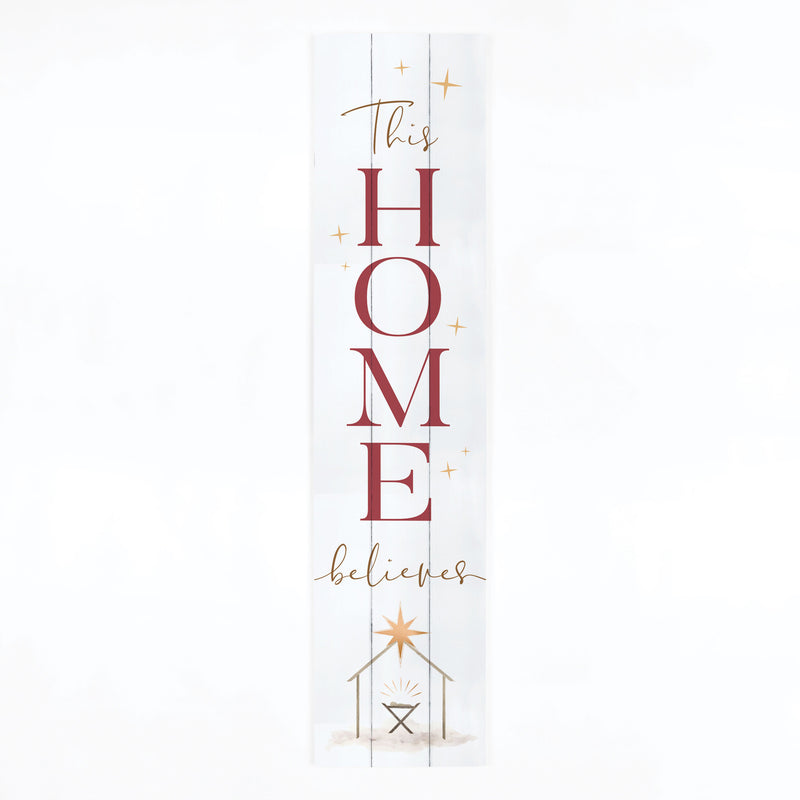 This Home Believes Nativity 47 x 10.5 Pine Wood Holiday Pallet Decor Porch Leaner Sign