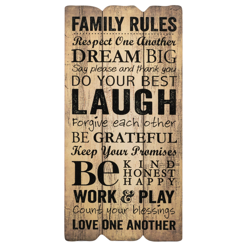 P. Graham Dunn Family Rules 12 x 6 Small Fence Post Wood Look Decorative Sign Plaque