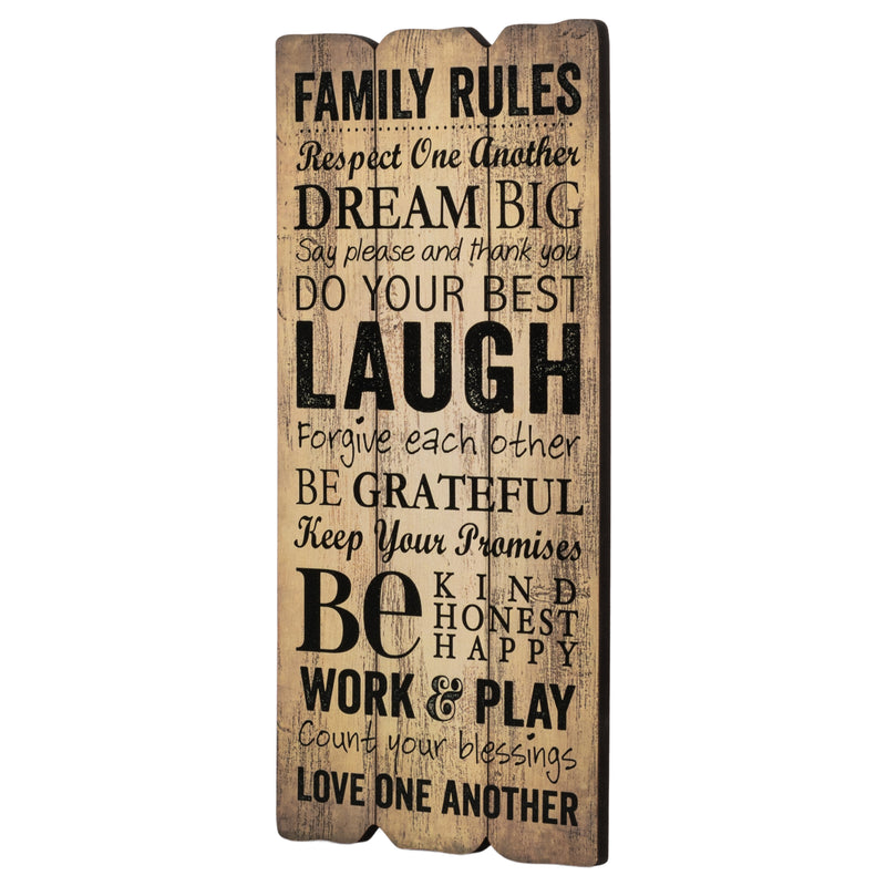 P. Graham Dunn Family Rules 12 x 6 Small Fence Post Wood Look Decorative Sign Plaque