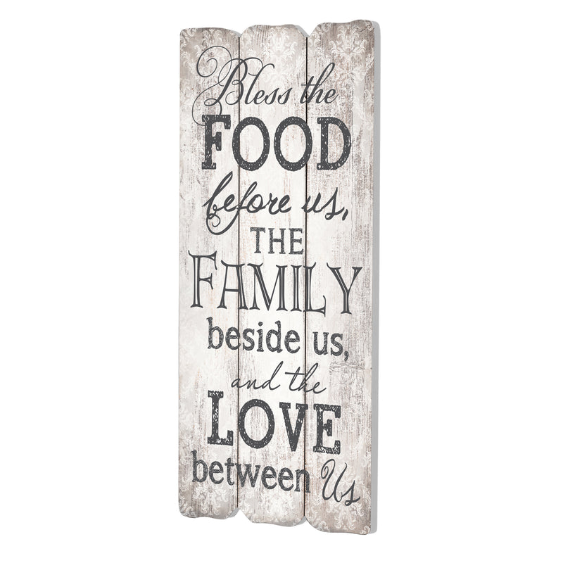 P. Graham Dunn Bless The Food Family and Love 12 x 6 Small Fence Post Wood Look Decorative Sign Plaque