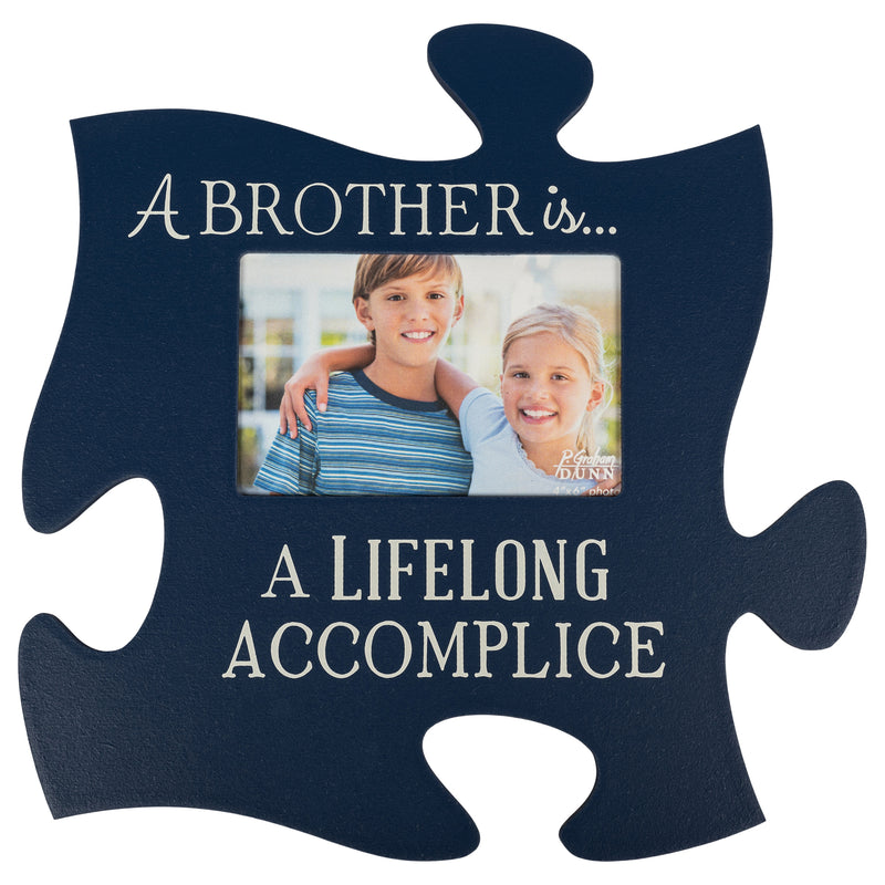 P. Graham Dunn A Brother is a Lifelong Accomplice Blue 12 x 12 Wall Hanging Wood Puzzle Piece Photo Frame