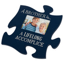 P. Graham Dunn A Brother is a Lifelong Accomplice Blue 12 x 12 Wall Hanging Wood Puzzle Piece Photo Frame