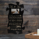 P. Graham Dunn Mr & Mrs Always & Forever 4x6 Photo Frame 22 x 13 Wood Wall Art Puzzle Piece Plaque Frame