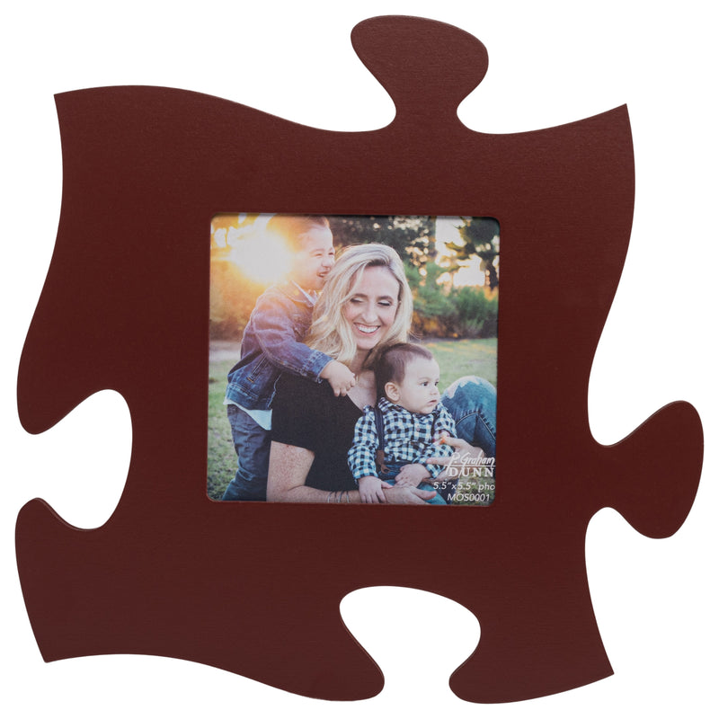 P. Graham Dunn Cranberry Red 12 x 12 Wall Hanging Wood Puzzle Piece Photo Frame