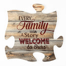 P. Graham Dunn Every Family Has a Story 12 x 12 inch Wood Puzzle Piece Wall Sign Plaque