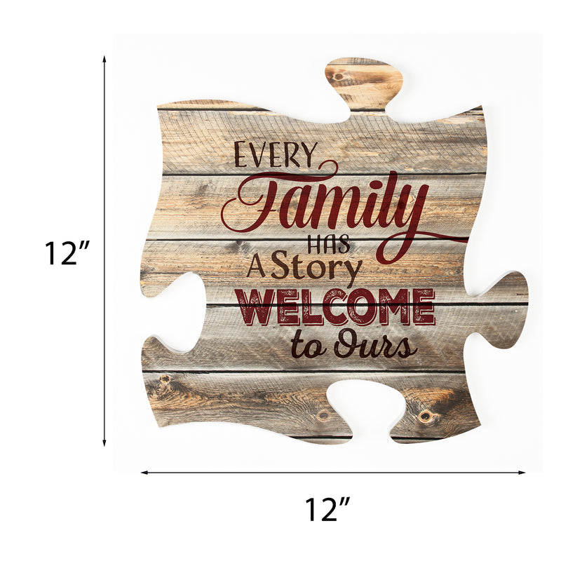 P. Graham Dunn Every Family Has a Story 12 x 12 inch Wood Puzzle Piece Wall Sign Plaque