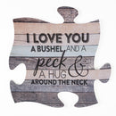 P. Graham Dunn I Love You a Bushel and a Peck Wood Look 12 x 12 inch Wood Puzzle Piece Wall Sign Plaque