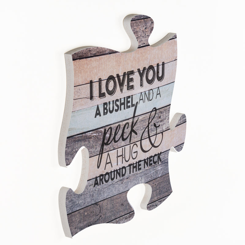 P. Graham Dunn I Love You a Bushel and a Peck Wood Look 12 x 12 inch Wood Puzzle Piece Wall Sign Plaque