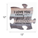 P. Graham Dunn I Love You a Bushel and a Peck Wood Look 12 x 12 inch Wood Puzzle Piece Wall Sign Plaque