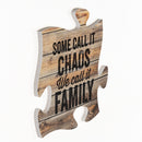 P. Graham Dunn Chaos We Call It Family on Distressed Wood Look 12 x 12 Wall Hanging Puzzle Piece Plaque
