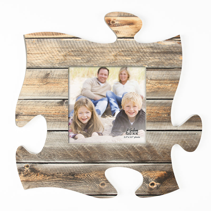 P. Graham Dunn Distressed Light Wood Look 12 x 12 Inch Wood Puzzle Piece Wall Sign Frame Plaque