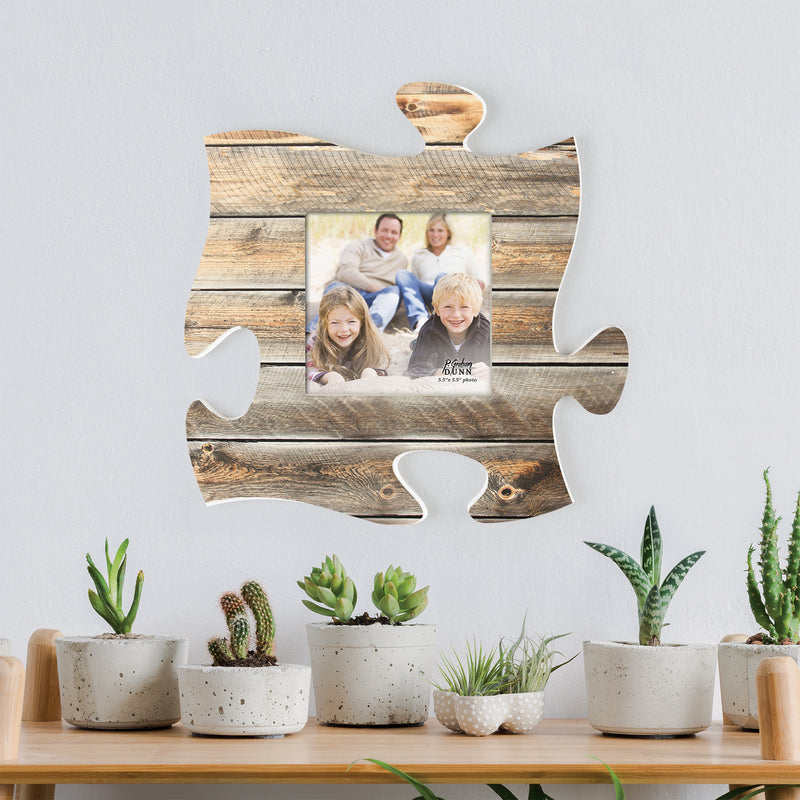 P. Graham Dunn Distressed Light Wood Look 12 x 12 Inch Wood Puzzle Piece Wall Sign Frame Plaque