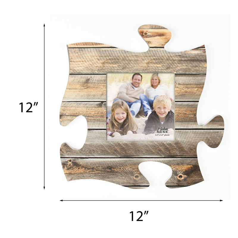 P. Graham Dunn Distressed Light Wood Look 12 x 12 Inch Wood Puzzle Piece Wall Sign Frame Plaque