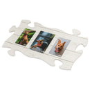 P. Graham Dunn White Crackled Wood Look Three Photo 13 x 22 inch Wood Puzzle Piece Wall Sign Frame Plaque