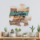 P. Graham Dunn Faith Hope & Love Multicolor 12 x 12 Wood Wall Art Puzzle Piece Plaque