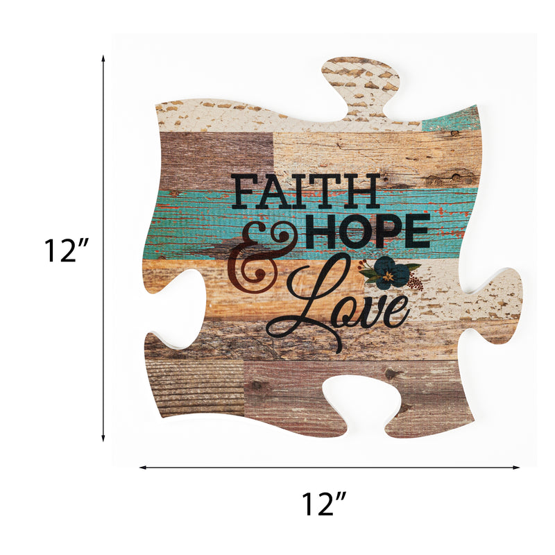 P. Graham Dunn Faith Hope & Love Multicolor 12 x 12 Wood Wall Art Puzzle Piece Plaque