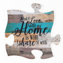 P. Graham Dunn What I Love About Home is Who I Share it with Multicolor 12 x 12 Wood Wall Art Puzzle Piece