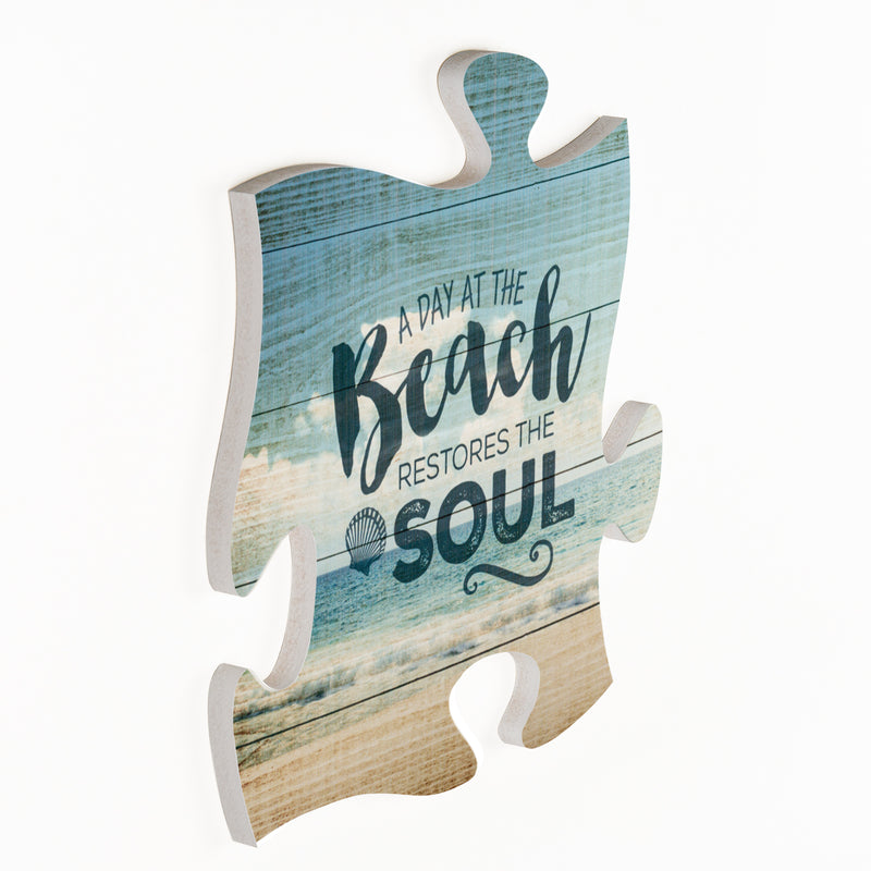 P. Graham Dunn Day at The Beach Restores The Soul 12 x 12 Wall Hanging Puzzle Piece Plaque