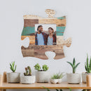 P. Graham Dunn Teal Multicolor Distressed Wood Look 12 x 12 Wall Hanging Wood Puzzle Piece Photo Frame
