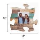 P. Graham Dunn Teal Multicolor Distressed Wood Look 12 x 12 Wall Hanging Wood Puzzle Piece Photo Frame