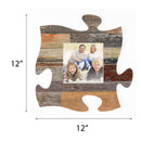 P. Graham Dunn Neutral Multicolor Distressed Wood Look 12 x 12 Wall Hanging Wood Puzzle Piece Photo Frame