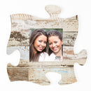 P. Graham Dunn White Multicolor Distressed Wood Look 12 x 12 Wall Hanging Wood Puzzle Piece Photo Frame