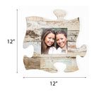 P. Graham Dunn White Multicolor Distressed Wood Look 12 x 12 Wall Hanging Wood Puzzle Piece Photo Frame