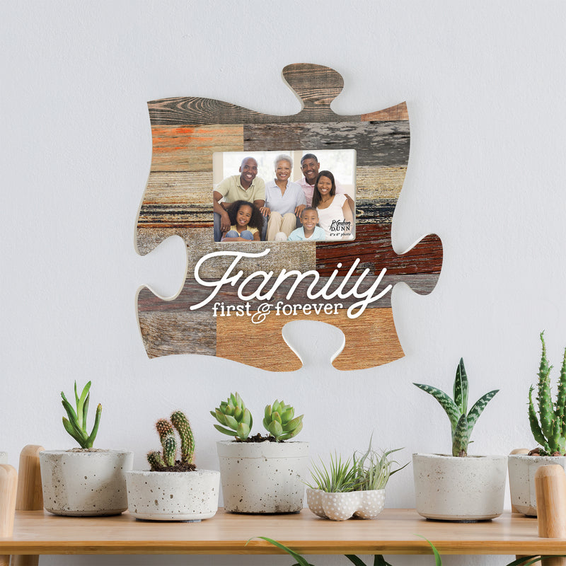 P. Graham Dunn Family First & Forever Multicolor Rustic 12 x 12 Wood Wall Art Puzzle Piece Plaque
