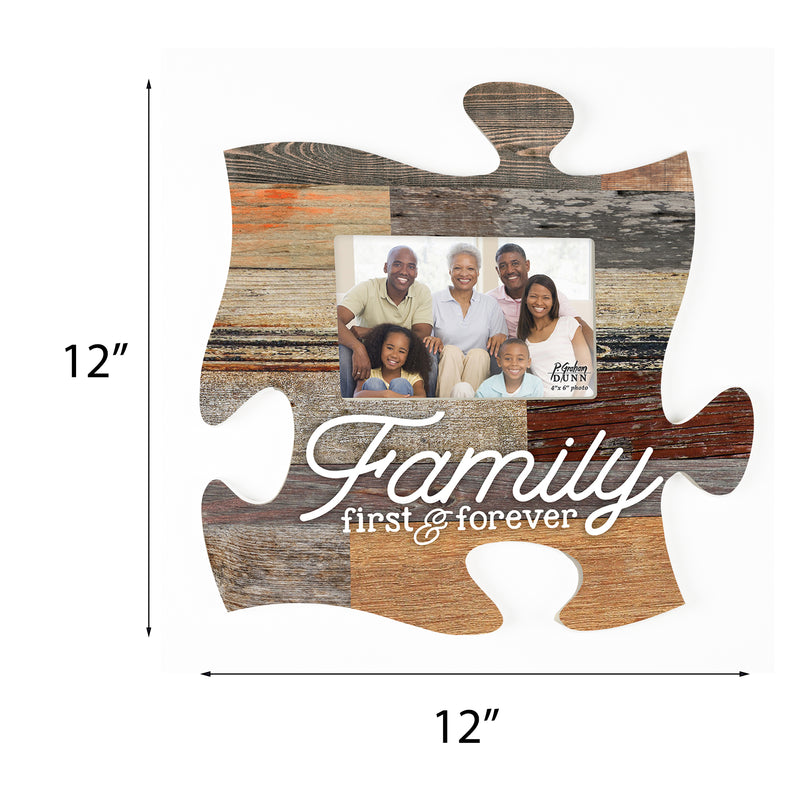 P. Graham Dunn Family First & Forever Multicolor Rustic 12 x 12 Wood Wall Art Puzzle Piece Plaque