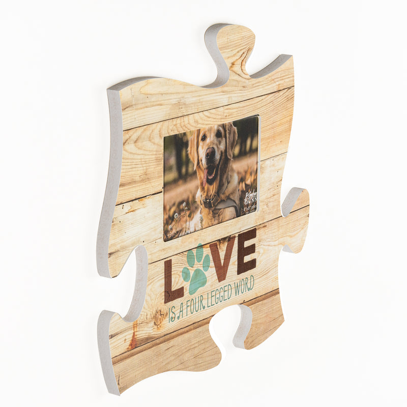 P. Graham Dunn Love is a Four Legged Word 12 x 12 Wood Wall Art Puzzle Piece 4x6 Frame Plaque