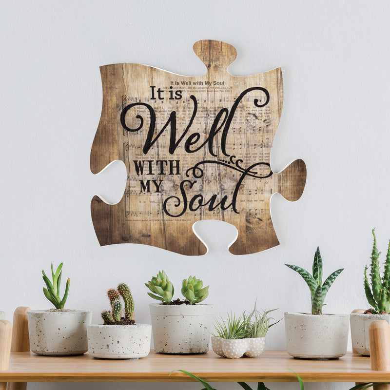 P. Graham Dunn It is Well with My Soul Sheet Music Design 12 x 12 Inch Wood Puzzle Piece Wall Plaque