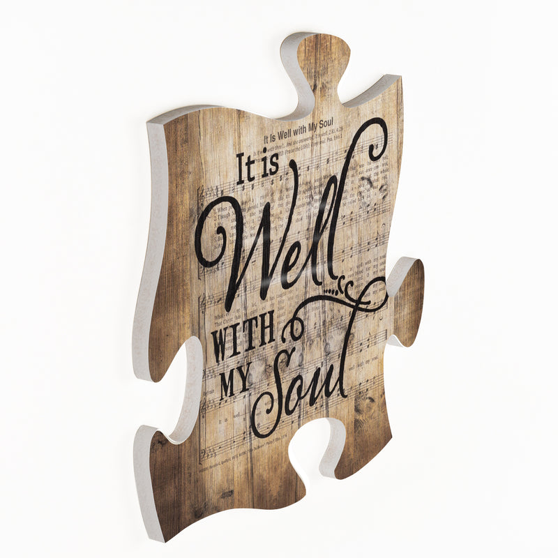 P. Graham Dunn It is Well with My Soul Sheet Music Design 12 x 12 Inch Wood Puzzle Piece Wall Plaque