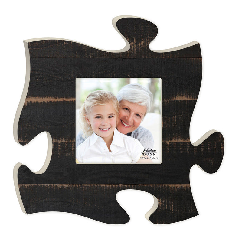 P. Graham Dunn Black Distressed Look 12 x 12 Wood Puzzle Wall Plaque Photo Frame