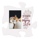 P. Graham Dunn Paws and Enjoy Life White 6 x 6 Wood Mini Puzzle Piece Wall Photo Frame