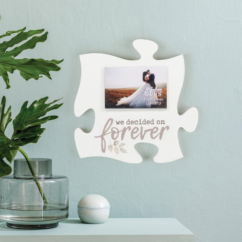 P. Graham Dunn We Decided On Forever White 6 x 6 Wood Mini Puzzle Piece Wall Photo Frame
