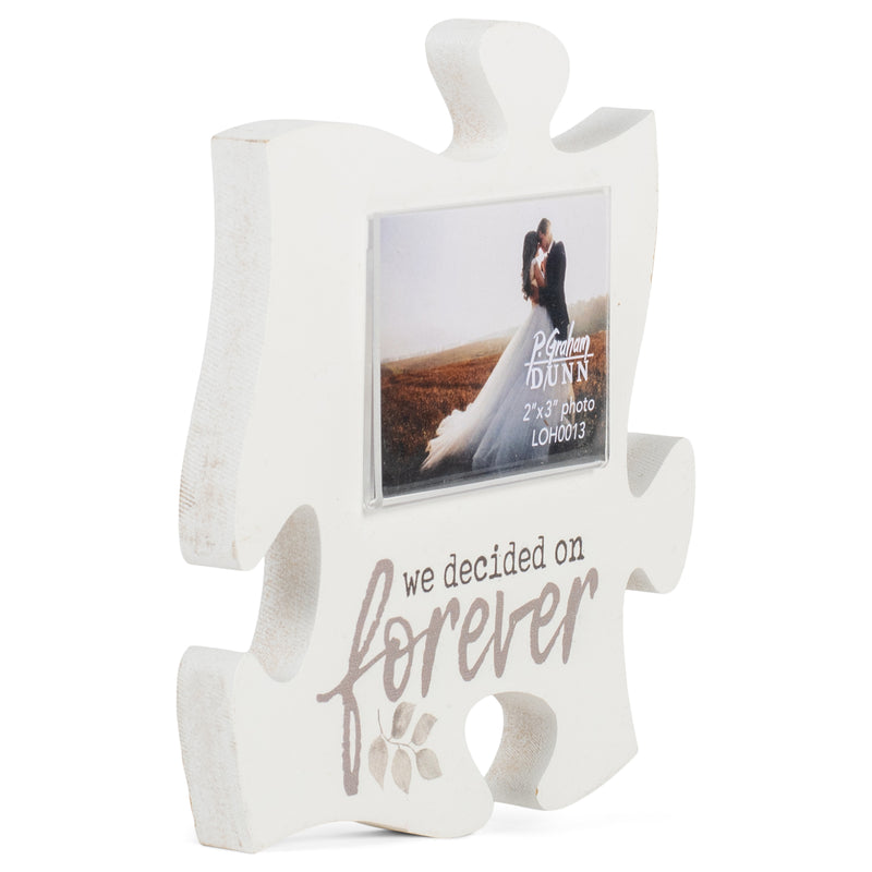 P. Graham Dunn We Decided On Forever White 6 x 6 Wood Mini Puzzle Piece Wall Photo Frame