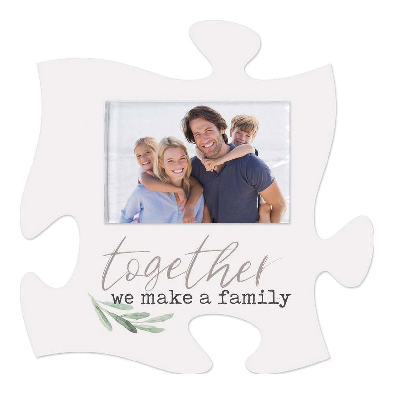 P. Graham Dunn Together We Make A Family White 6 x 6 Wood Mini Puzzle Piece Wall Photo Frame