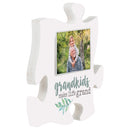 P. Graham Dunn Grandkids Make Life Grand White 6 x 6 Wood Mini Puzzle Piece Wall Photo Frame