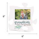 P. Graham Dunn Grandkids Make Life Grand White 6 x 6 Wood Mini Puzzle Piece Wall Photo Frame