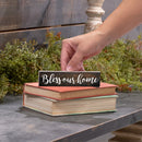 P. Graham Dunn Bless Our Home Script Design Distressed 6 x 1.5 Mini Pine Wood Tabletop Sign Plaque