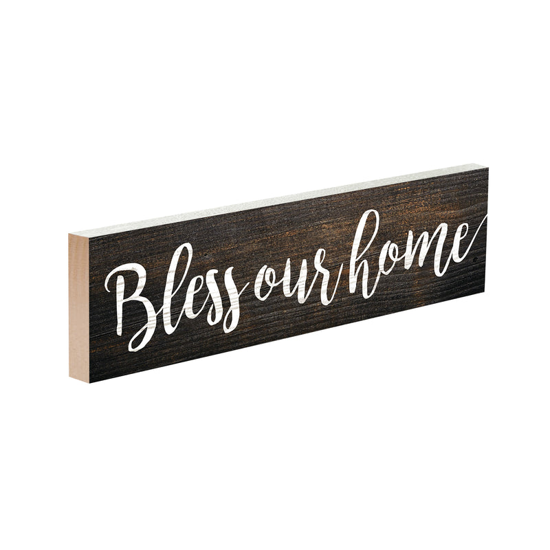 P. Graham Dunn Bless Our Home Script Design Distressed 6 x 1.5 Mini Pine Wood Tabletop Sign Plaque