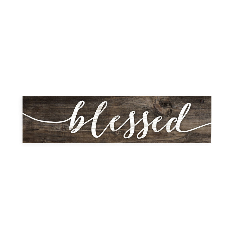 P. Graham Dunn Blessed Script Design Distressed 6 x 1.5 Mini Pine Wood Tabletop Sign Plaque