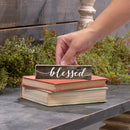 P. Graham Dunn Blessed Script Design Distressed 6 x 1.5 Mini Pine Wood Tabletop Sign Plaque