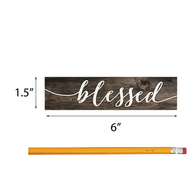 P. Graham Dunn Blessed Script Design Distressed 6 x 1.5 Mini Pine Wood Tabletop Sign Plaque