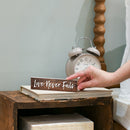 P. Graham Dunn Love Never Fails Distressed 6 x 1.5 Mini Pine Wood Tabletop Sign Plaque