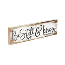 P. Graham Dunn Be Still Know I Am God Script Design White Wash 6 x 1.5 Mini Pine Wood Tabletop Sign Plaque