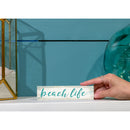 P. Graham Dunn Beach Life Turquoise Script Design White Wash 6 x 1.5 Mini Pine Wood Tabletop Sign Plaque