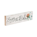 P. Graham Dunn Enjoy The Ride Bicycle Whitewash 6 x 1.5 Mini Pine Wood Tabletop Sign Plaque