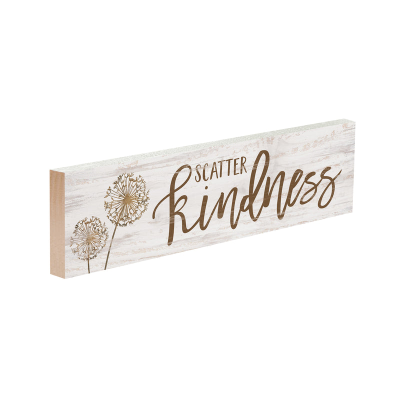 P. Graham Dunn Scatter Kindness Dandelion Whitewash 6 x 1.5 Mini Pine Wood Tabletop Sign Plaque